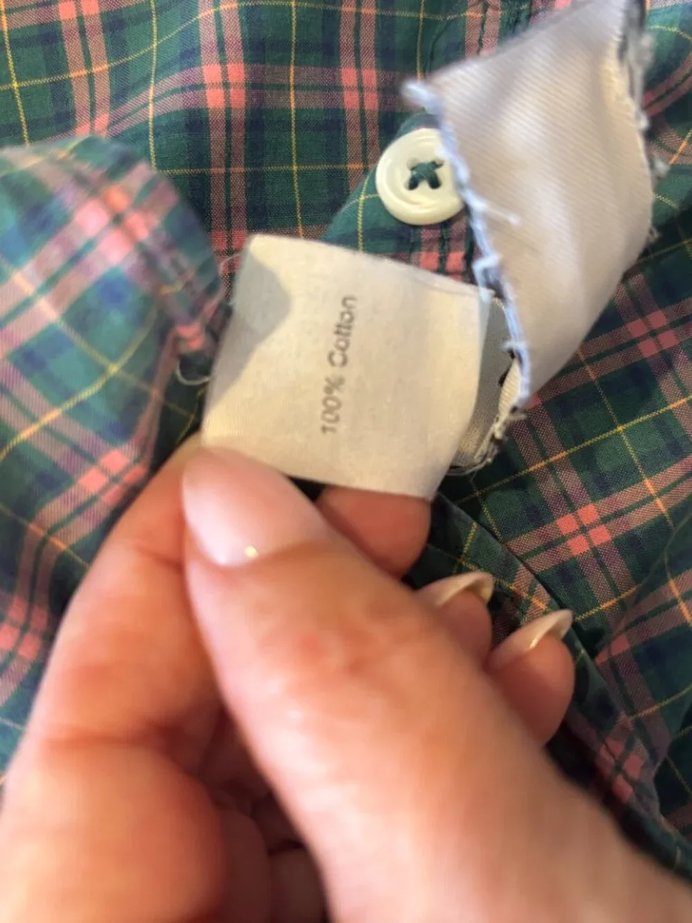 J.Crew Green Pink Plaid Long Sleeve Button Down Shirt Mens M AS-IS